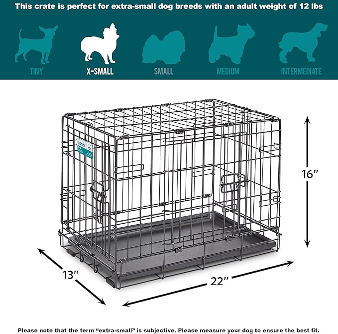 MidWest Homes for Pets Newly Enhanced Single & Double Door iCrate Dog Crate, Includes Leak-Proof Pan, Floor Protecting Feet, Divider Panel & New Patented Features
