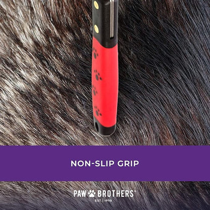 RYAN'S PET SUPPLIES Paw Brothers 13-Blade Coarse Double Wide Dematting Undercoat Rake for Dogs and Cats, Professional Grade, Dog Shedding Brush, Stainless Steel Blades, Rounded Gentle Teeth