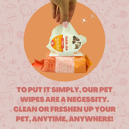 FurryFriends Pet Wipes | Citrus Scented | Hypo-allergenic | Alcohol Free| Deodorizing | Removes Loose Hair & Dirt | Incredibly Clean | 12 Pack