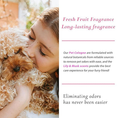 Pet Cologne, Lily & Musk Scent, Deodorize & Refresh, For Dogs, Cats, Puppies, 3.38 fl.oz (Lily & Musk)