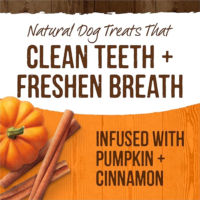 Merrick Fresh Kisses Natural Dental Chews, Treats Infused with Pumpkin and Cinnamon for Medium Dogs 25-50 Lbs - 5 oz. Pouch (Pack of 2)