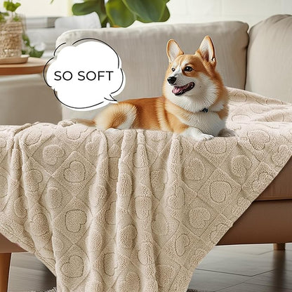 Luciphia Small Dog Blanket Washable Pet Bed Cover Soft Fluffy Puppy Blanket with Premium Fleece Cozy Calming Cat Blankets for Indoor Cats Beige 30x20 inch