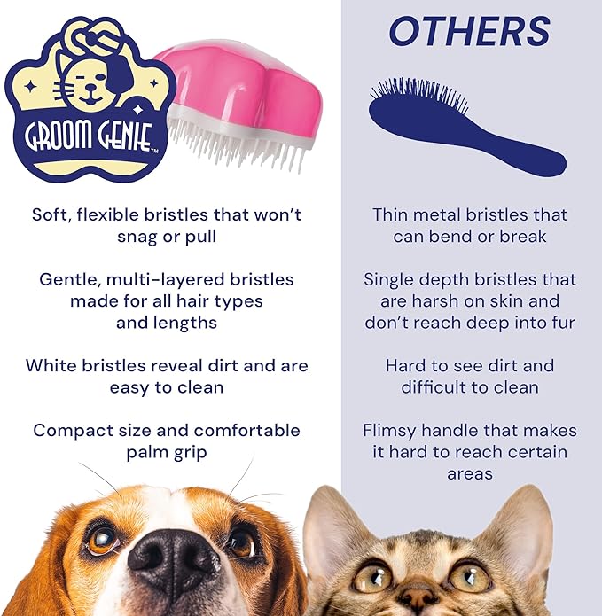 Large 5" Dog Pet Hair Massaging Brush Grooming Tool for Cats Dogs Long or Short Hair Raspberry Pink