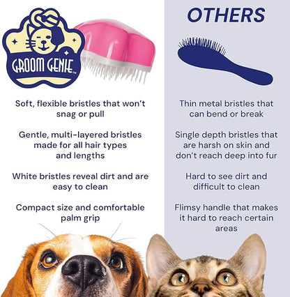 Large 5" Dog Pet Hair Massaging Brush Grooming Tool for Cats Dogs Long or Short Hair Raspberry Pink
