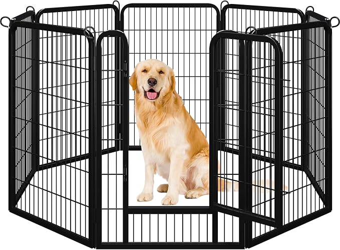 Yaheetech Dog Playpen Outdoor, 40 inch 8 Panels Dog Pen Indoor Heavy Duty Puppy Exercise Pen Metal Pet Fence for RV Camping/Yard/Garden