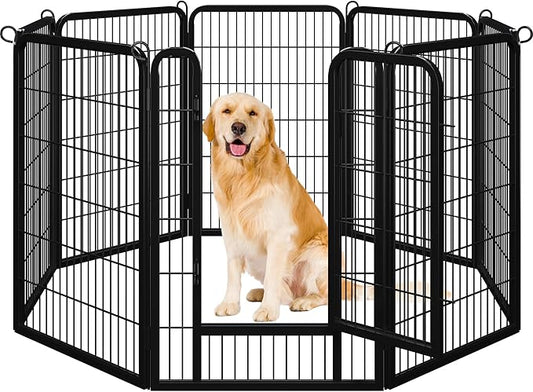 Yaheetech Dog Playpen Outdoor, 40 inch 8 Panels Dog Pen Indoor Heavy Duty Puppy Exercise Pen Metal Pet Fence for RV Camping/Yard/Garden