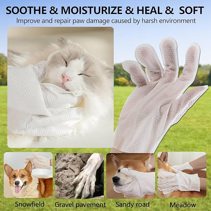 PETHous Multipurpose Pet Cleaning Gloves - 18 PCS, Post Surgery Pet Cleaning Mitts for Dogs/Cats | Dog Paw Cleaner Gloves, Waterless Cat Bath Gloves & Hypoallergenic Deodorizing Wipes Alternative