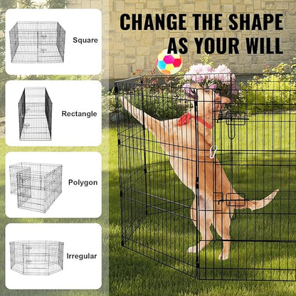 VEVOR Dog Playpen, 8 Pcs 30"H x 24"W Panels Foldable Metal Pet Exercise Pen, Dog Fence Indoor and Outdoor Pen with Door, 600D Oxford Fabric Top Cover, Pet Playpen for Dogs, Cats, Other Small Animals