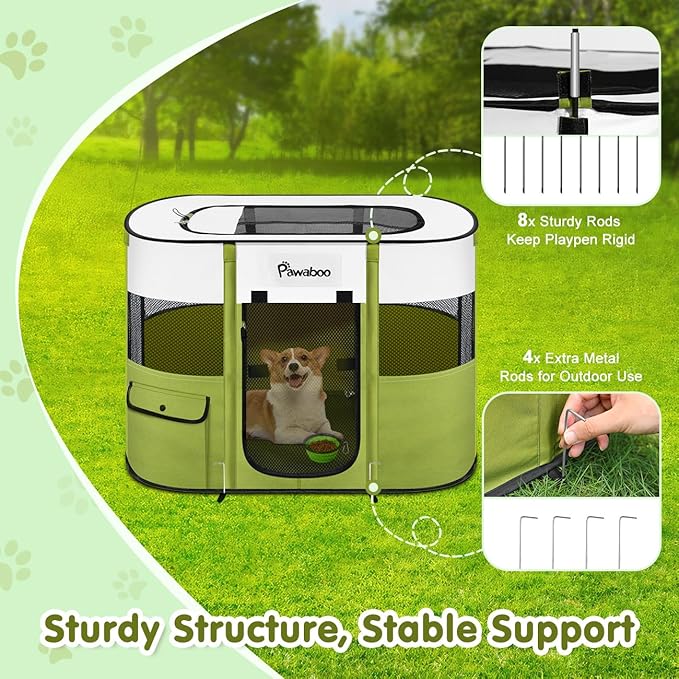 Dog Playpen, Portable Pet Playpen Cat PlayPen, 600D Oxford Dog Kennel Tent Crate, Waterproof&Breathable, Indoor Outdoor Travel Camping Use for Medium/Large Breed with Carrying Case+Folding Bowl(L)