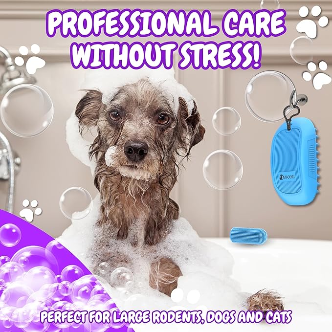 Dog Bath Brush | Dog Scrubber for Bath | Dog Washing Brush | Dog shampoo brush with adjustable handle, Suitable for Pets Deshedding, Washing, Massaging & Grooming | Pack of two.