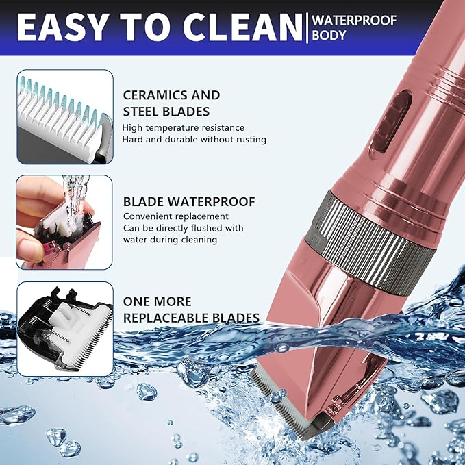Professional Dog Grooming Clippers for Thick Coat - Dog Hair Trimmer for Grooming- Sheep Shears for Thick Hair – Pet Grooming Clippers for Dogs, Cats, Sheeps, Horse (Rose Gold)