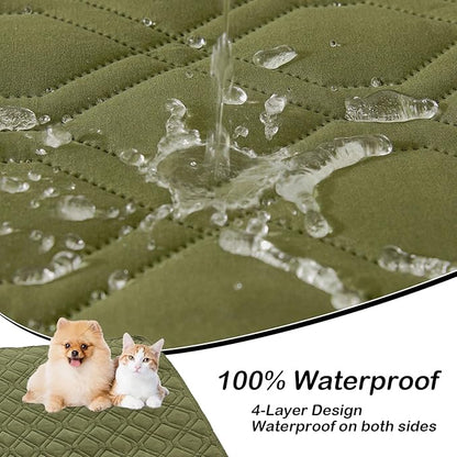 hyha Waterproof Dog Bed Blanket, Soft Dog Bed Cover Pet Blankets, Washable Couch Sofa Cover for Dogs, Reversible Pet Sofa Covers for Furniture (82x82 Inch, Green/Navy Blue)