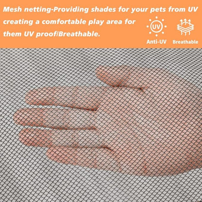 PJYuCien Dog Playpen Mesh Top Cover, Fits 24 Inch 8 Panels Regular Octagon Plastic Exercise Pet Pen, Adhesive Tape Connections, Black (Note: Cover Only, Fence Not Included)