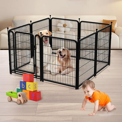 Garden Fencing 36 Inch High, 4 Panels Total 8.9 Ft(L) Dog Fencing Outdoor for Yard, 4 One-Sided Plate, No Door, Anti Dig Fence Barrier, Dog Pen, Rabbit Fence, Garden Fences and Borders
