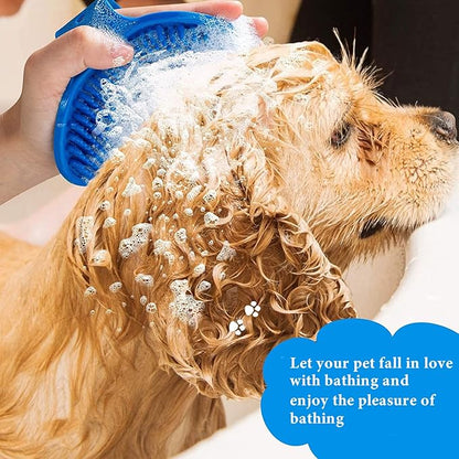 Dog Grooming Shampoo Bath Brush - 2 Pcs Soothing Massage Rubber Comb for Long & Short Haired Dogs and Cats - Blue & Black