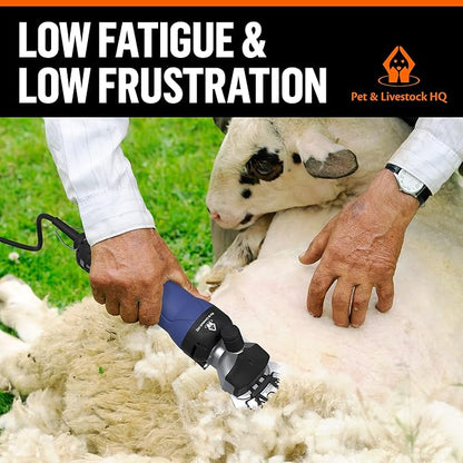 Sheep Shears Electric Clippers 2500RPM, 6-Speed Control - Heavy Duty Livestock Grooming Kit for Sheep, Goats, Alpacas, Llamas - Case, Low Vibration, 18.3ft Cord (2 Blades Included)