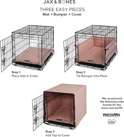Jax & Bones Dog Crate Cover & Dog Crate Pad Set - Includes Crate Bed, Kennel Cover, & Soft Liner That Acts Like a Bumper - Medium Lark Graphite - Made in USA