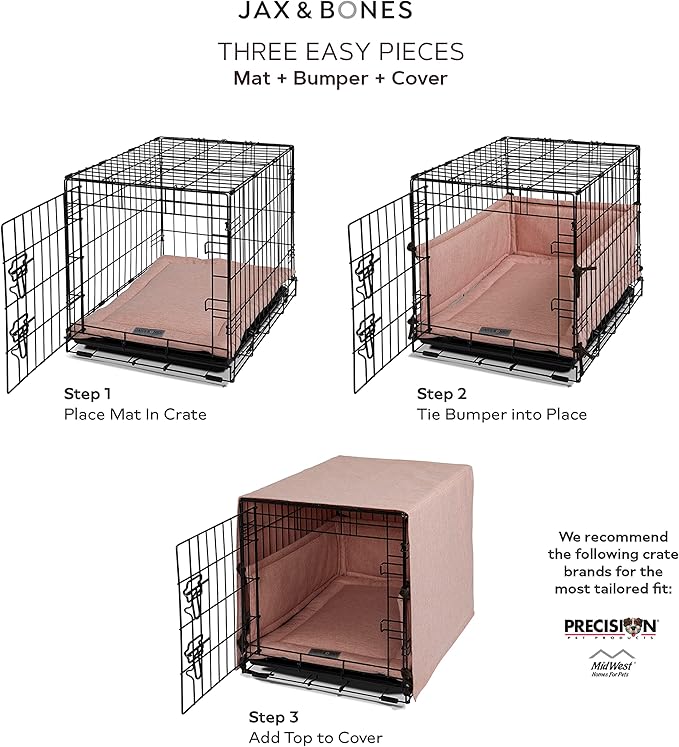 Jax & Bones Dog Crate Cover & Dog Crate Pad Set - Includes Crate Bed, Kennel Cover, & Soft Liner That Acts Like a Bumper - Small Lark Graphite - Made in USA