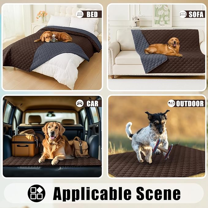 Smiry Waterproof Dog Blanket, Soft Dog Bed Cover Pet Blanket, Reversible Couch Cover for Dogs Washable, Pet Couch Covers for Sofa Furniture Protector for Puppy Cat (52x82 Inch, Chocolate/Dark Grey)