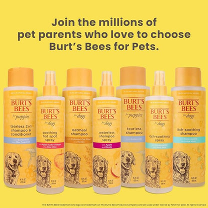 Burt's Bees for Pets Tearless Puppy 2-in-1 Shampoo and Conditioner with Buttermilk and Linseed Oil, 95% Natural Origin Formulas, Shampoo for Puppies - Gentle Puppy Shampoo Tear Free, 16 oz