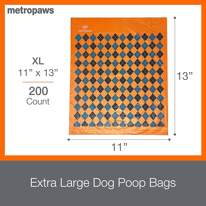 MetroPaws Peppermint Dog Wipes, 25 Extra Large, Thick Cleaning Wipes & Waste Packs XL - 200 Extra Large Dog Bags, Leakproof, Durable Pet Waste Bags for Easy Cleanup [BLACK]