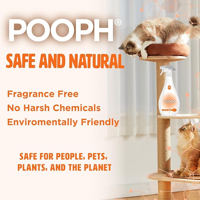 POOPH Kitty Spray - Odor Eliminator, 32oz - Dismantles Odors on a Molecular Basis, Cats, Freshener, Eliminator, Urine, Poop, Pee, Deodorizer, Fresh, Clean, Furniture, Potty, Safe - 2 Pack