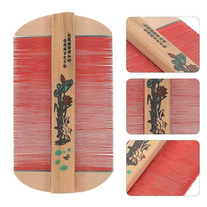SUPVOX Bamboo Double-Sided Fine Tooth Hair Comb for Dandruff and Removal, Smooth Wooden Comb for Home, Travel, Outdoor