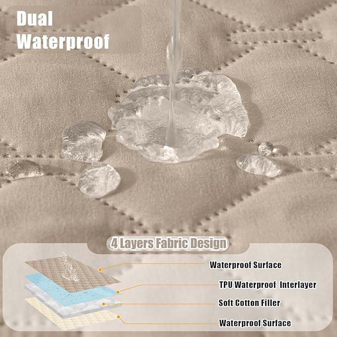 Smiry Waterproof Dog Blanket, Soft Dog Bed Cover Pet Blanket, Reversible Couch Cover for Dogs Washable, Pet Couch Covers for Sofa Furniture Protector for Puppy Cat (82x82 Inch, Taupe/Beige)