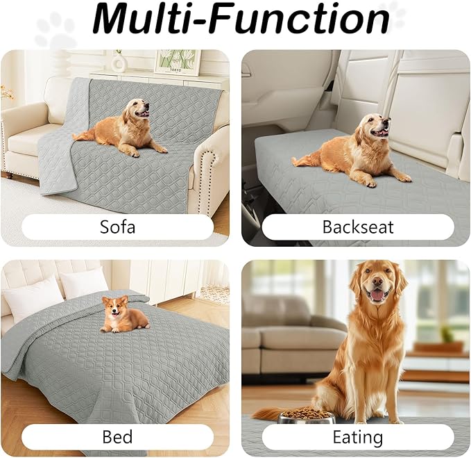 hyha Waterproof Dog Bed Blanket, Soft Dog Bed Cover Pet Blankets, Washable Couch Sofa Cover for Dogs, Reversible Pet Sofa Covers for Furniture (40x50 Inch, Grey/Light Grey)