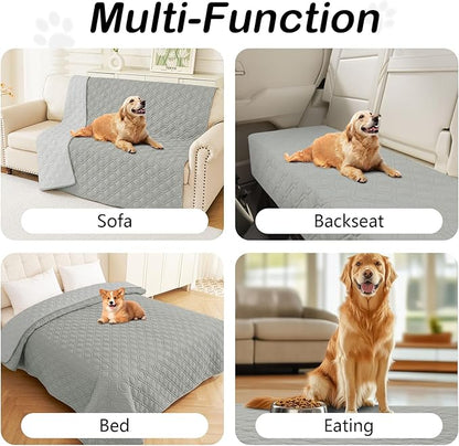 hyha Waterproof Dog Bed Blanket, Soft Dog Bed Cover Pet Blankets, Washable Couch Sofa Cover for Dogs, Reversible Pet Sofa Covers for Furniture (40x50 Inch, Grey/Light Grey)