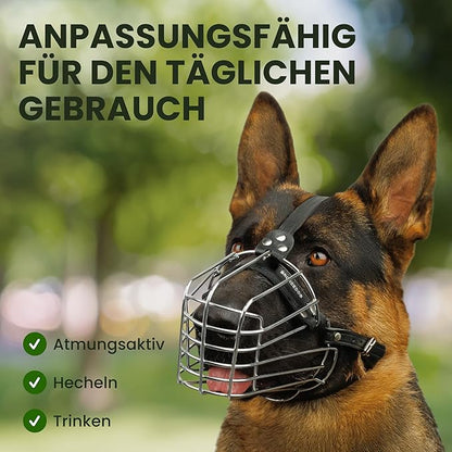 BRONZEDOG Wire Dog Muzzle German Shepherd for Medium Large Dogs Adjustable Durable Metal Basket for Biting Chewing Barking (XL)