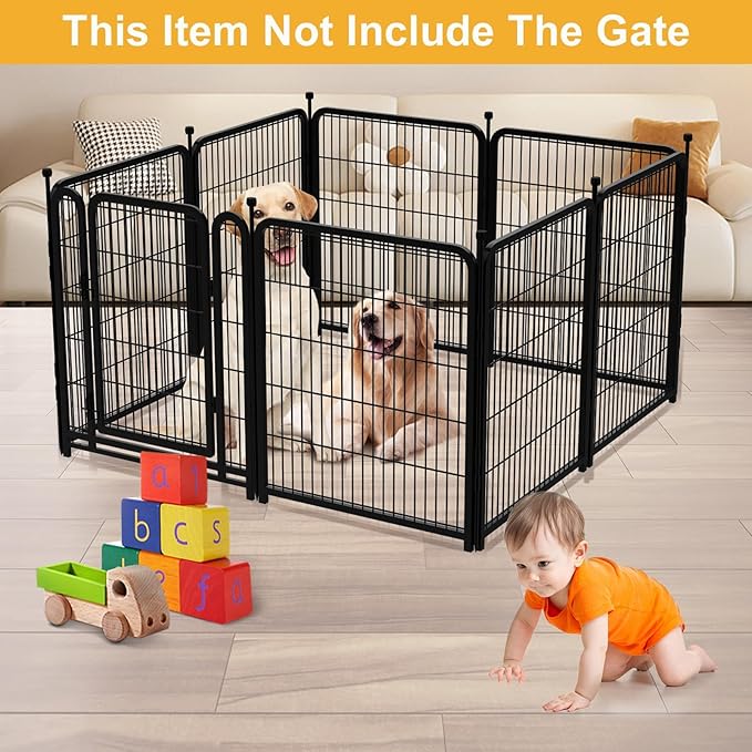 Garden Fence 40 Inch 14 Panels Without Gate, Low Threshold Total 31 Ft(l) Garden Fence for Yard and Dog, Black Dog Pen Wide Door, Be Suitable for Inside and Outside