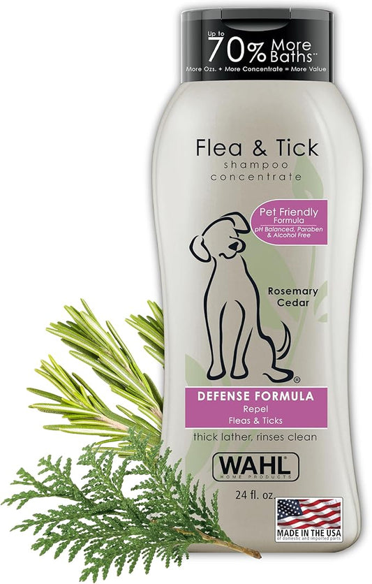 Wahl USA Flea & Tick Repelling Dog Shampoo – Defense Formula with Rosemary & Cedar – 24 Oz - 820007A