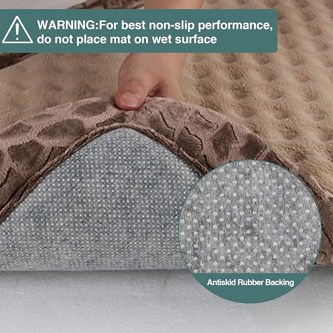 XL Dog Crate Pad 42x28 inch Memory Foam Large Dog Kennel Bed Soft Flannel Washable Anti Slip Puppy Sleeping Mat,Brown