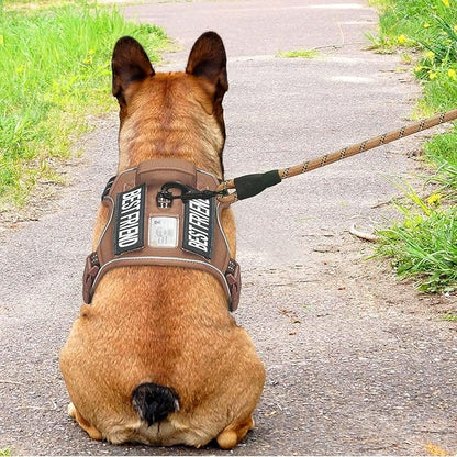 Heavy Duty Tactical Dog Harness for Medium Dogs, No Pull Adjustable Pet Harness Reflective Service Training Easy Control Pet Vest Military K9 Working Dog Harnesses- Medium, Brown