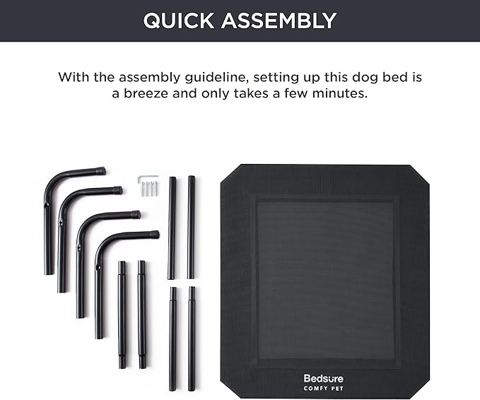 Bedsure Medium Elevated Outdoor Dog Bed - Raised Dog Cots Beds for Medium Dogs, Portable Indoor & Outdoor Pet Hammock Bed with Skid-Resistant Feet, Frame with Breathable Mesh