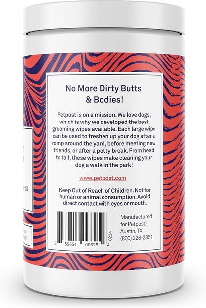 Petpost | Grooming Wipes for Dogs - Large, Deodorizing Wipes with Cherry Blossom Scent - 70 Ultra Soft Cotton Pads in Cleansing Solution - Cherry Blossom Scent 70 ct.