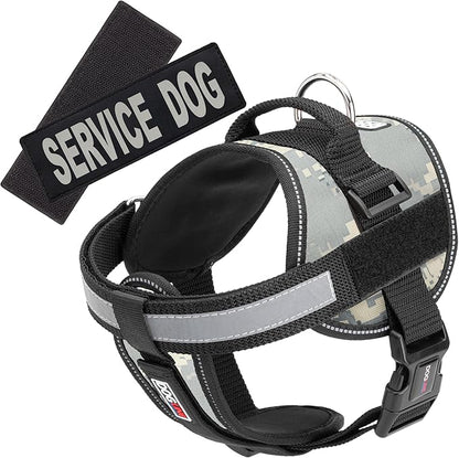 Dogline Unimax Service Dog Harness Vest with Removable Service Dog Patches Adjustable Straps Breathable Neoprene for Medical Identification Training Dogs Girth 18 to 25 in Urban Camo