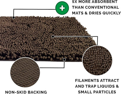 Furhaven 60" x 48" Highly Absorbent Dog Door Mat for Muddy Paws, 100% Washable, Perfect for Entryway, Kitchen, & Bathroom Use - Chenille Shammy Rug - Mud (Brown), Jumbo Plus/XXXL