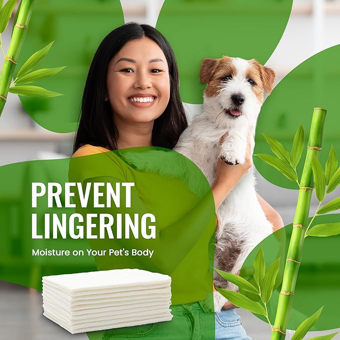 Bamboo Pet Towel 25 PCS - Reusable Bamboo Paper Towels for Dogs, Cats and Other Pets are Machine Washable Up to 5 Times | Disposable Pet Wipes for Drying and Cleaning Dirty Pets