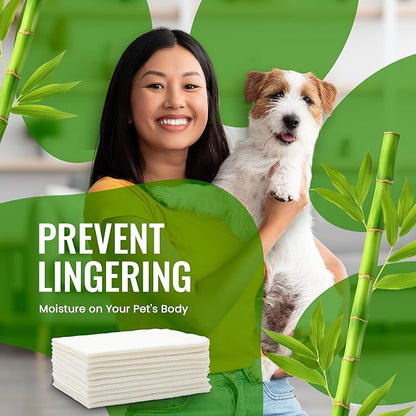 Bamboo Pet Towel 25 PCS - Reusable Bamboo Paper Towels for Dogs, Cats and Other Pets are Machine Washable Up to 5 Times | Disposable Pet Wipes for Drying and Cleaning Dirty Pets