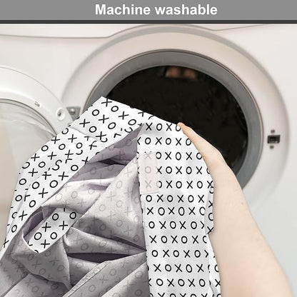 Ambesonne XOXO Dog Crate Cover, Simplistic and Monochrome Design of Letters X and O Modern Art Print, Easy to Use Pet Kennel Cover for Cats & Medium Dogs, 30 Inch, Grey Charcoal