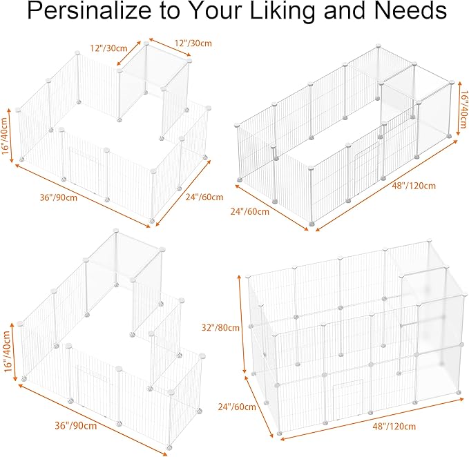HOMIDEC Pet Playpen,Small Animals Cage DIY Wire Yard Fence with Door for Indoor/Outdoor Use,Portable for Puppies,Kitties,Bunny,Turtle 48" x 24" x 16"