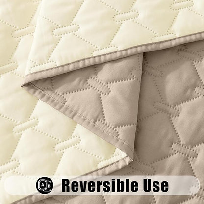 Smiry Waterproof Dog Blanket, Soft Dog Bed Cover Pet Blanket, Reversible Couch Cover for Dogs Washable, Pet Couch Covers for Sofa Furniture Protector for Puppy Cat (82x82 Inch, Taupe/Beige)