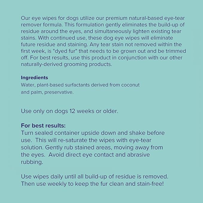 Great Eyes - Safe & Gentle Tear Stain Remover for Dogs - Natural Eye Wipes for Dogs - Made in The USA & Easy to Use Pre-Soaked Wipes - 100 Wipes