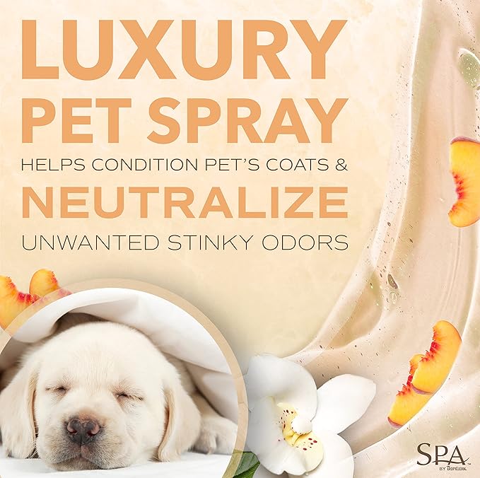 TropiClean SPA Renew Dog Cologne Spray Long Lasting | Peach & Plum Scented Dog Deodorizing Spray | Naturally Derived Salon Grade Ingredients | Made in the USA | 8oz