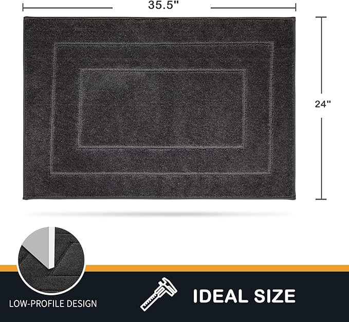 PURRUGS Dirt Trapper Door Mat 24" x 36", Non-Slip/Skid Machine Washable Entryway Rug, Dog Door Mat, Super Absorbent Welcome Mat for Muddy Wet Shoes and Paws, Charcoal