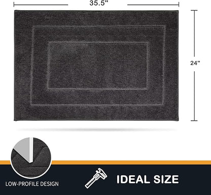 PURRUGS Dirt Trapper Door Mat 24" x 36", Non-Slip/Skid Machine Washable Entryway Rug, Dog Door Mat, Super Absorbent Welcome Mat for Muddy Wet Shoes and Paws, Charcoal