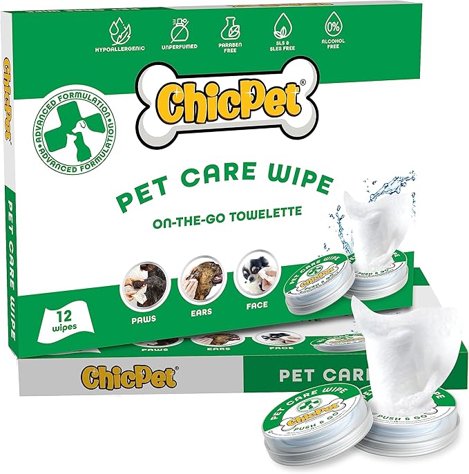 Push and User-Ready, On-The-Go Unscented Dog Wipes, Hypoallergenic Grooming Wipes Cleaning for Easy Use for Paws, Body and Butt, Pet Wipes Good for Sensitive Skin