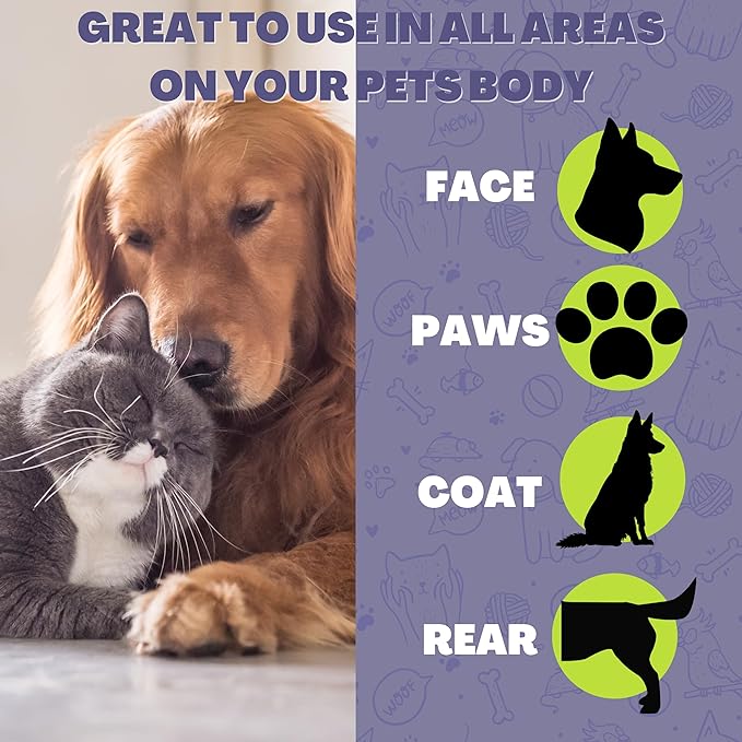 FurryFriends Pet Wipes | Lavender Chamomile Scented | Hypo-allergenic | Alcohol Free| Deodorizing | Removes Loose Hair & Dirt | Incredibly Clean | 100 ct. 1 Pack